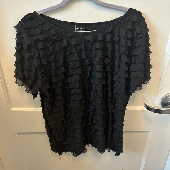 George Black Layered Ruffle Blouse - Picture 1 of 3